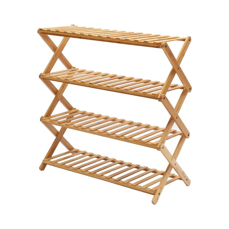Zapatero Organizador De Madera 4 Niveles Cafe Claro