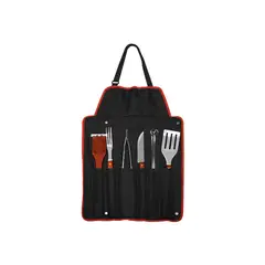 IMPORTCLICK - Delantal Asado Parrilla Negro Con 9 Herramientas