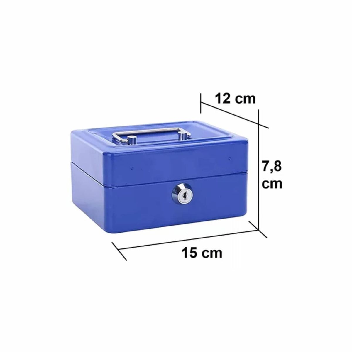 IMPORTCLICK - Caja Fuerte Metálica Con Llave 15x12cm Azul