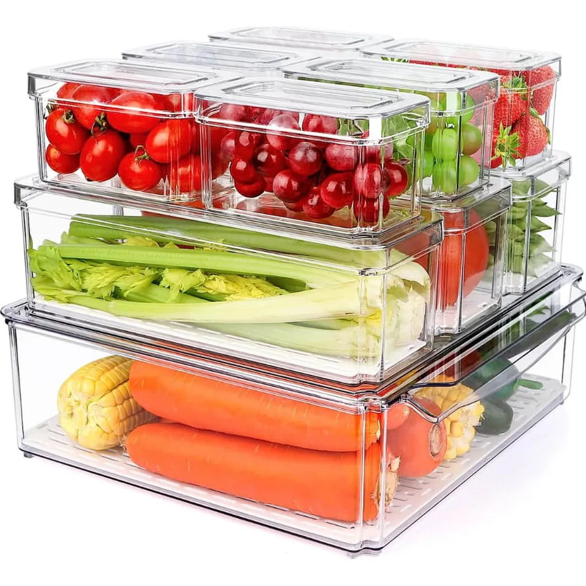 IMPORTCLICK - Set 7 Contenedores Organizadores Refrigerador Con Tapa