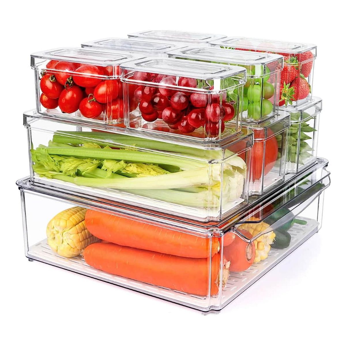 IMPORTCLICK - Set 7 Contenedores Organizadores Refrigerador Con Tapa
