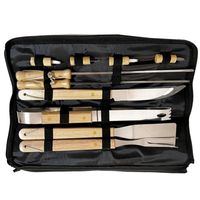 Set Maletín Asado Parrilla Negro Con 10 Herramientas
