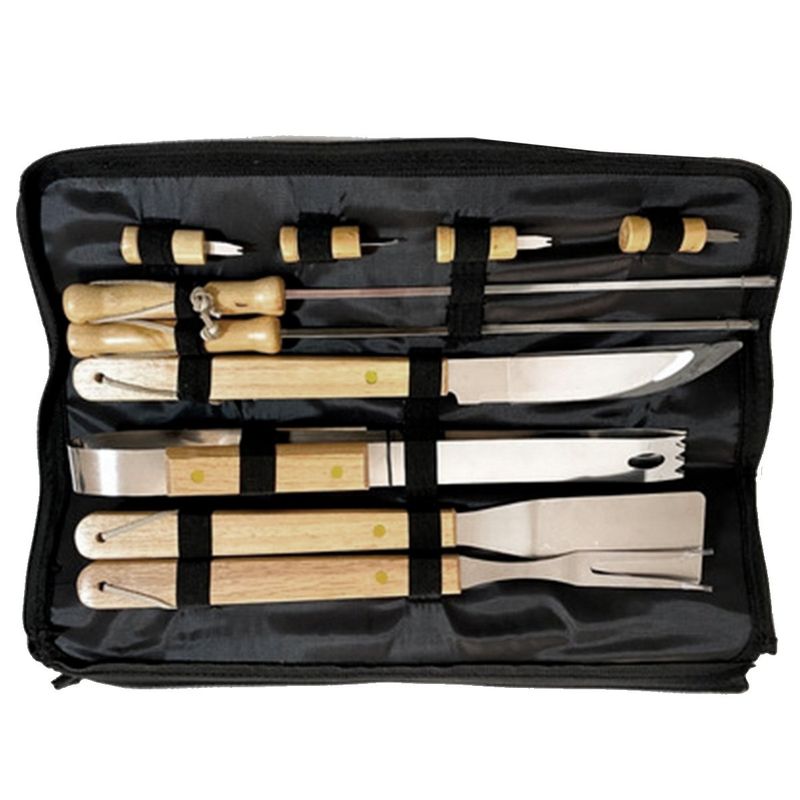 IMPORTCLICK - Set Maletín Asado Parrilla Negro Con 10 Herramientas