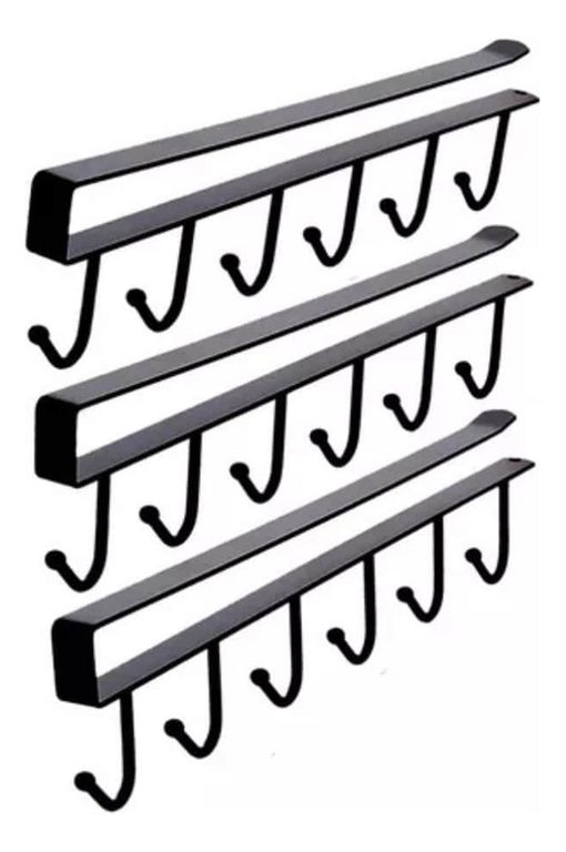 Colgador Organizador Multifuncional Cocina 3 Piezas - Negro