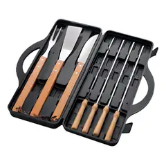 IMPORTCLICK - Set Maletín Asado Parrilla Negro Con 7 Herramientas