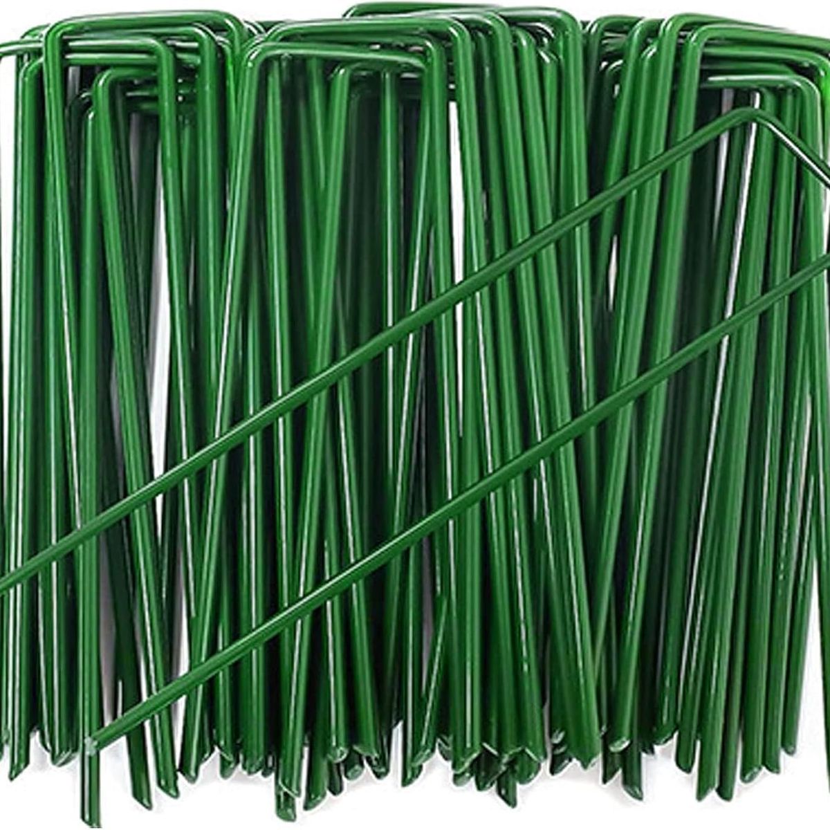 KUANGYE - 100pcs Estacas Jardín Grapas Paisajísticas Galvanizadas 15cm