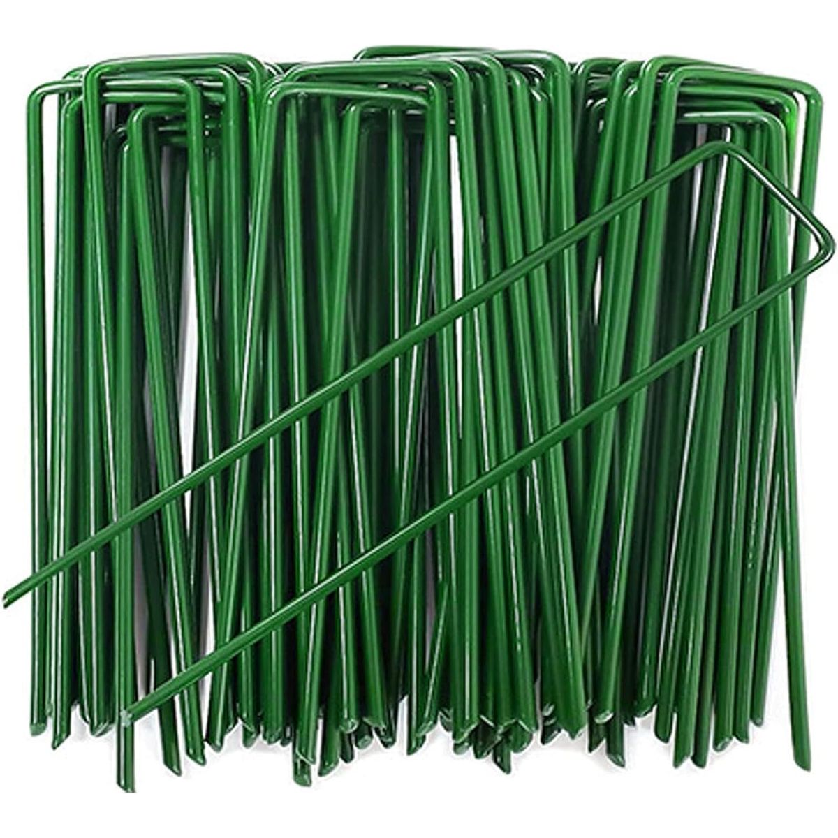 KUANGYE - 100pcs Estacas Jardín Grapas Paisajísticas Galvanizadas 15cm
