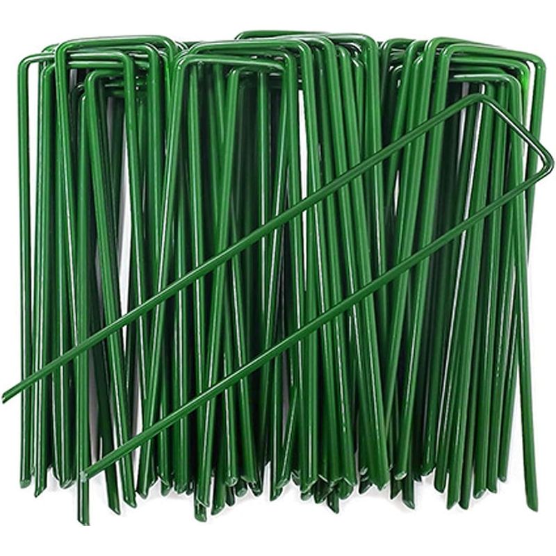 KUANGYE - 100pcs Estacas Jardín Grapas Paisajísticas Galvanizadas 15cm
