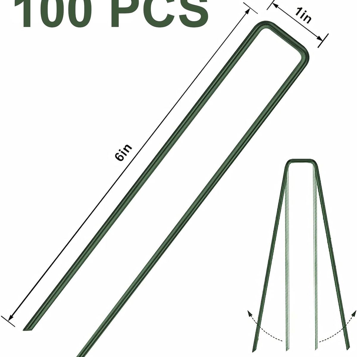 KUANGYE - 100pcs Estacas Jardín Grapas Paisajísticas Galvanizadas 15cm