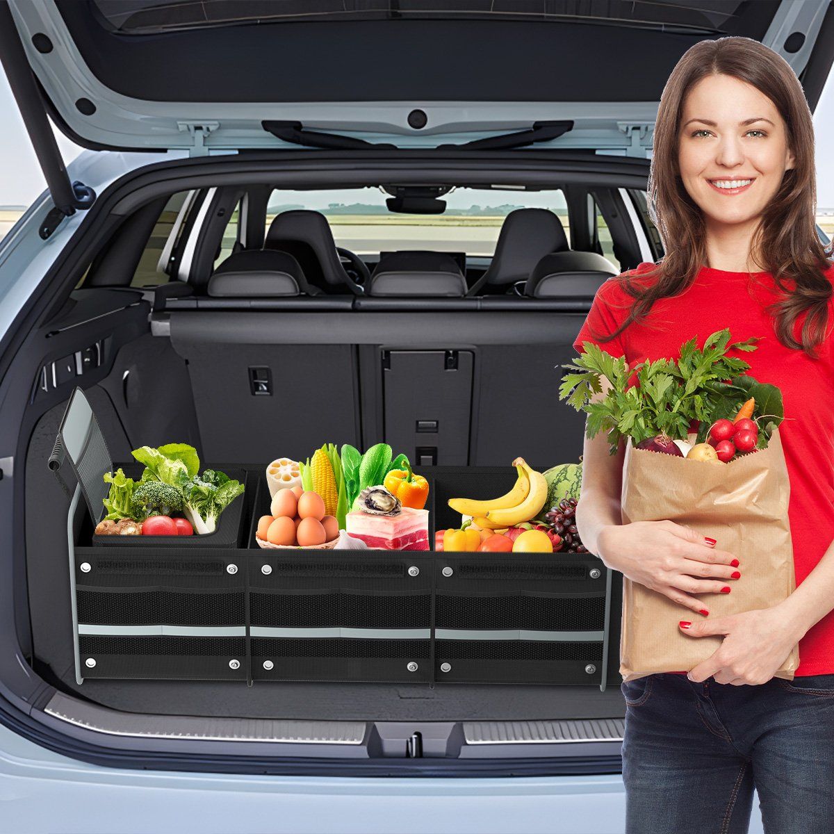 AIZO - Organizador Auto Caja Bolso Plegable Maletero Vehiculos 94L