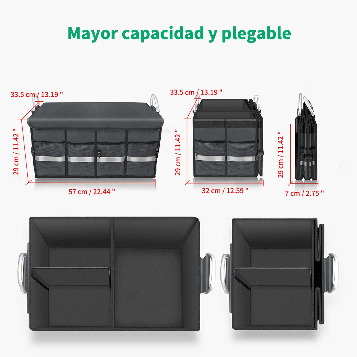 AIZO - Organizador Auto Caja Bolso Plegable Maletero Vehiculos 55L