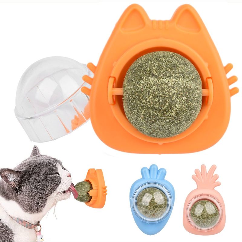 AIZO - 3pk Bolas Catnip Hierba Gatera Gato Giratorio 360° Pared
