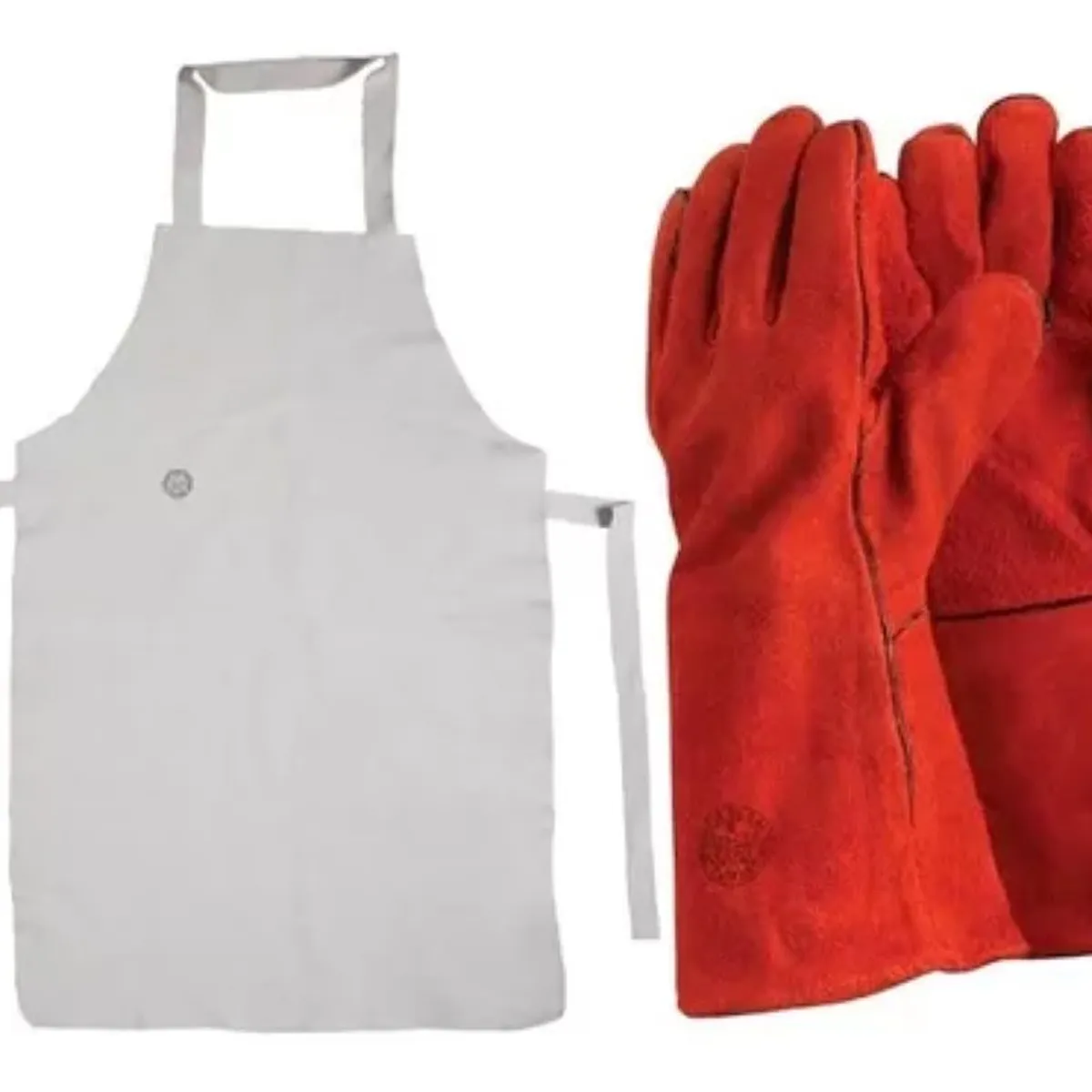 METALFER - Pack Coleto Cuero y Guante De Soldador Rojo