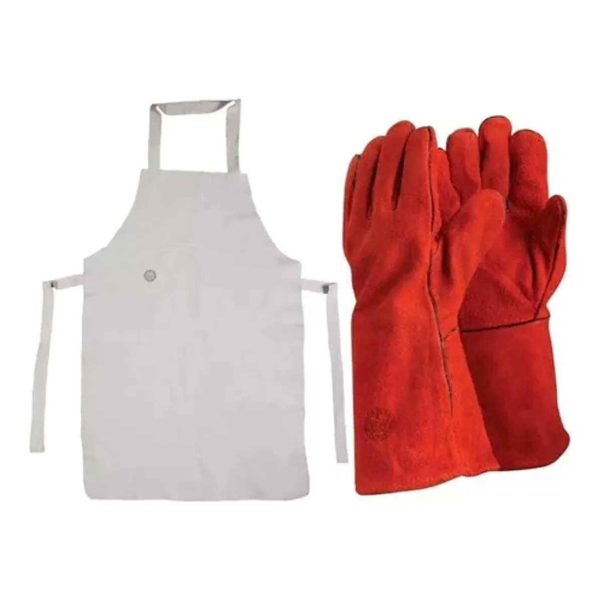 METALFER - Pack Coleto Cuero y Guante De Soldador Rojo