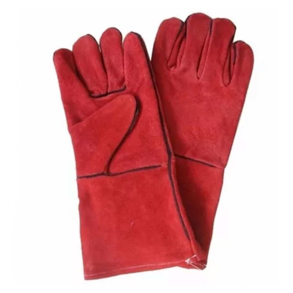 METALFER - Pack Coleto Cuero y Guante De Soldador Rojo