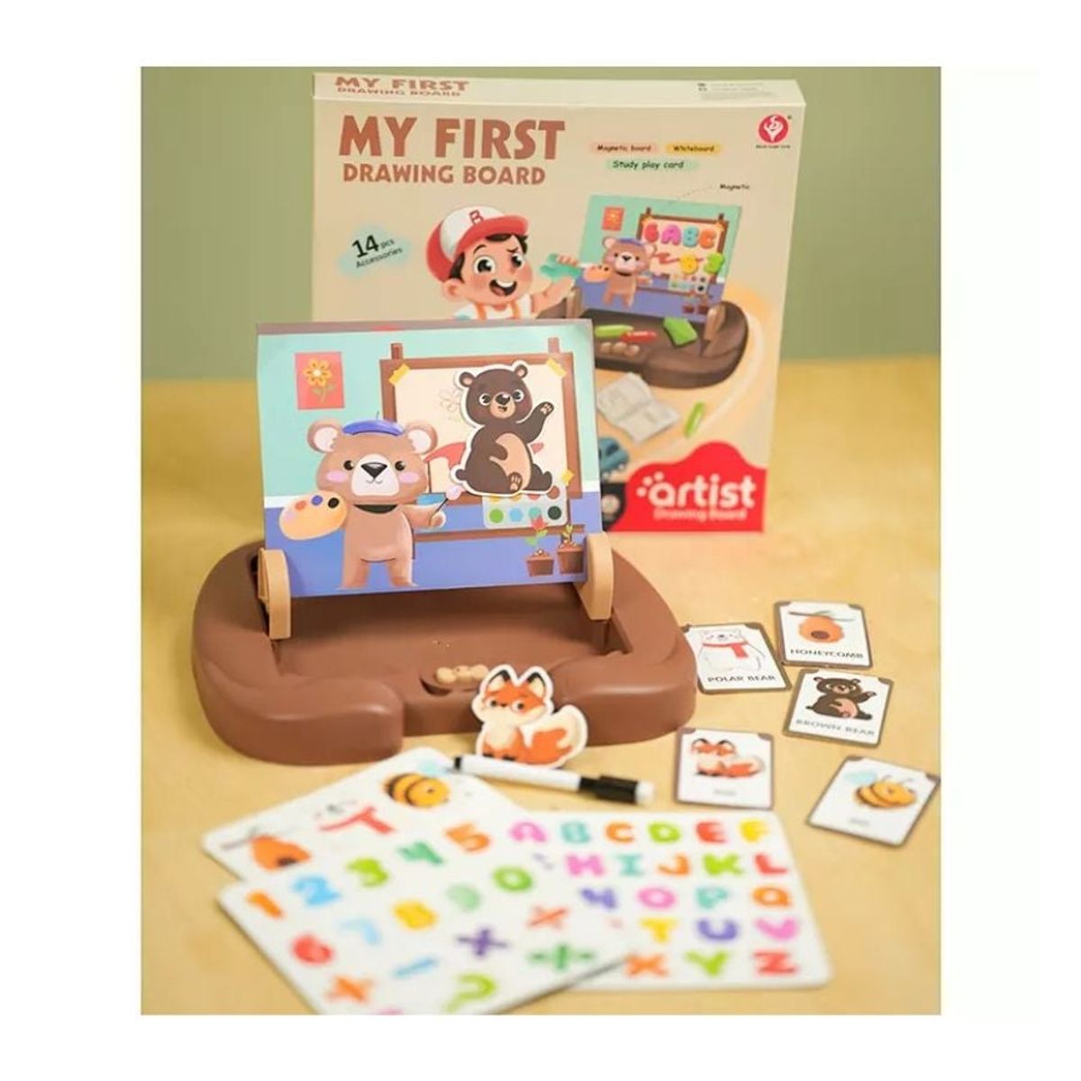 GENERICO - Pizarra Magnética Educativa De Osito Para Niños 14pcs