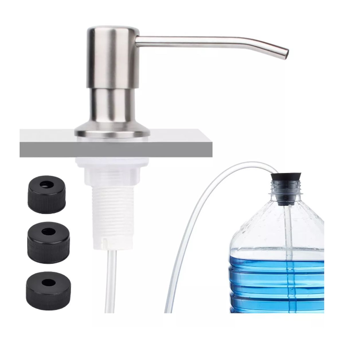 GENERICO - Dispensador Bomba Con Tubo Jabón Plato Fregadero Inoxidable