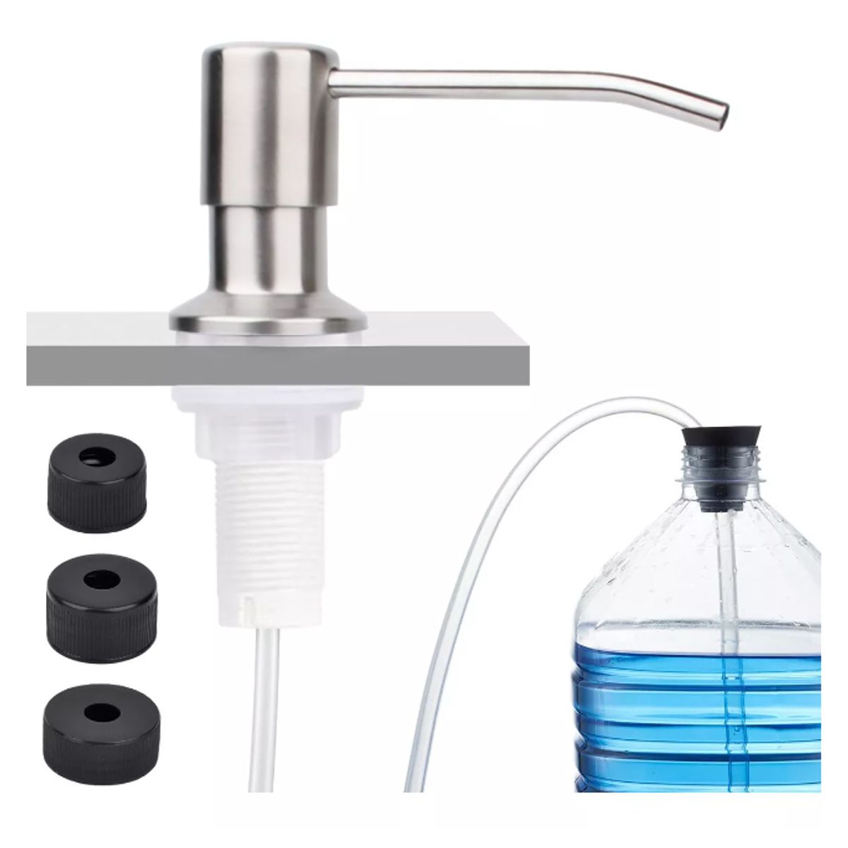 GENERICO - Dispensador Bomba Con Tubo Jabón Blanco Fregadero Inoxidable