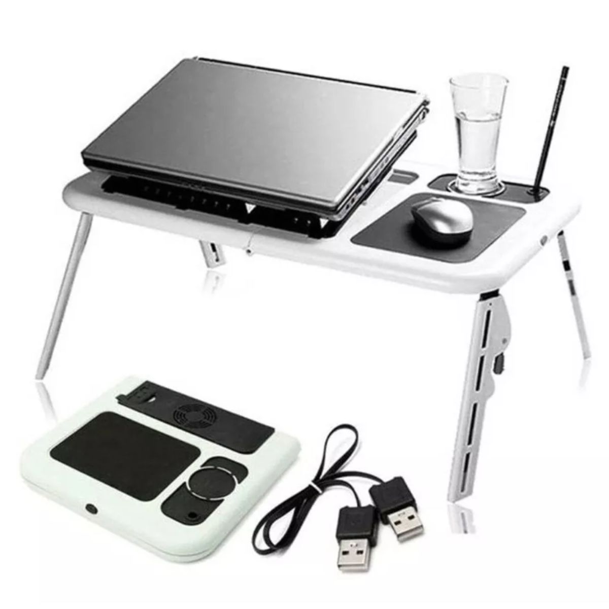 GENERICO - Mesa Notebook Laptop Portatil Ventilador Dual Mouse Pad