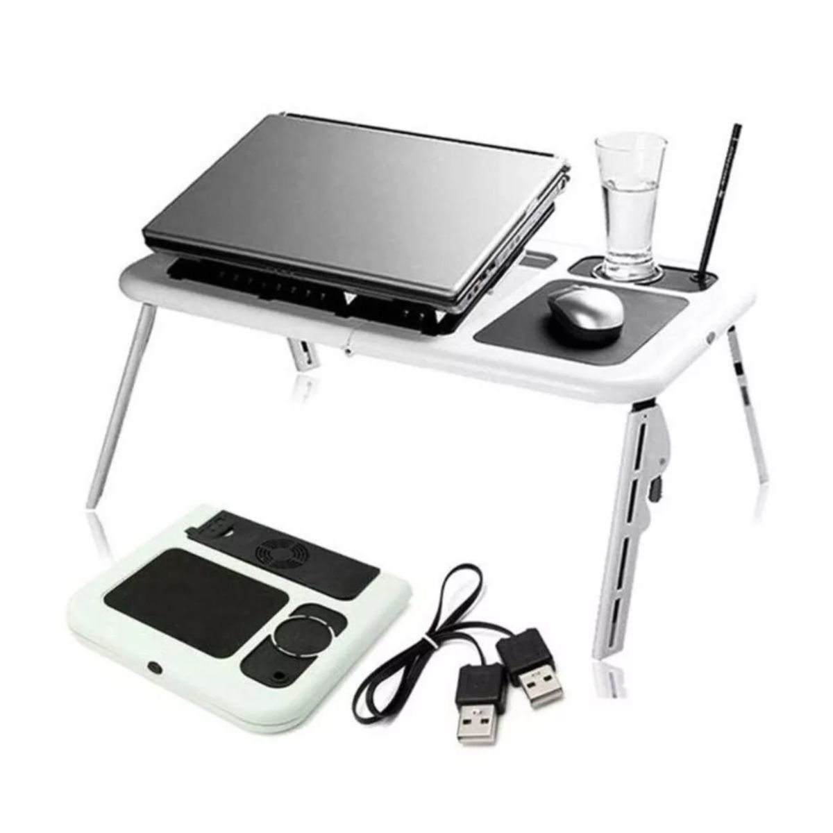 GENERICO - Mesa Notebook Laptop Portatil Ventilador Dual Mouse Pad