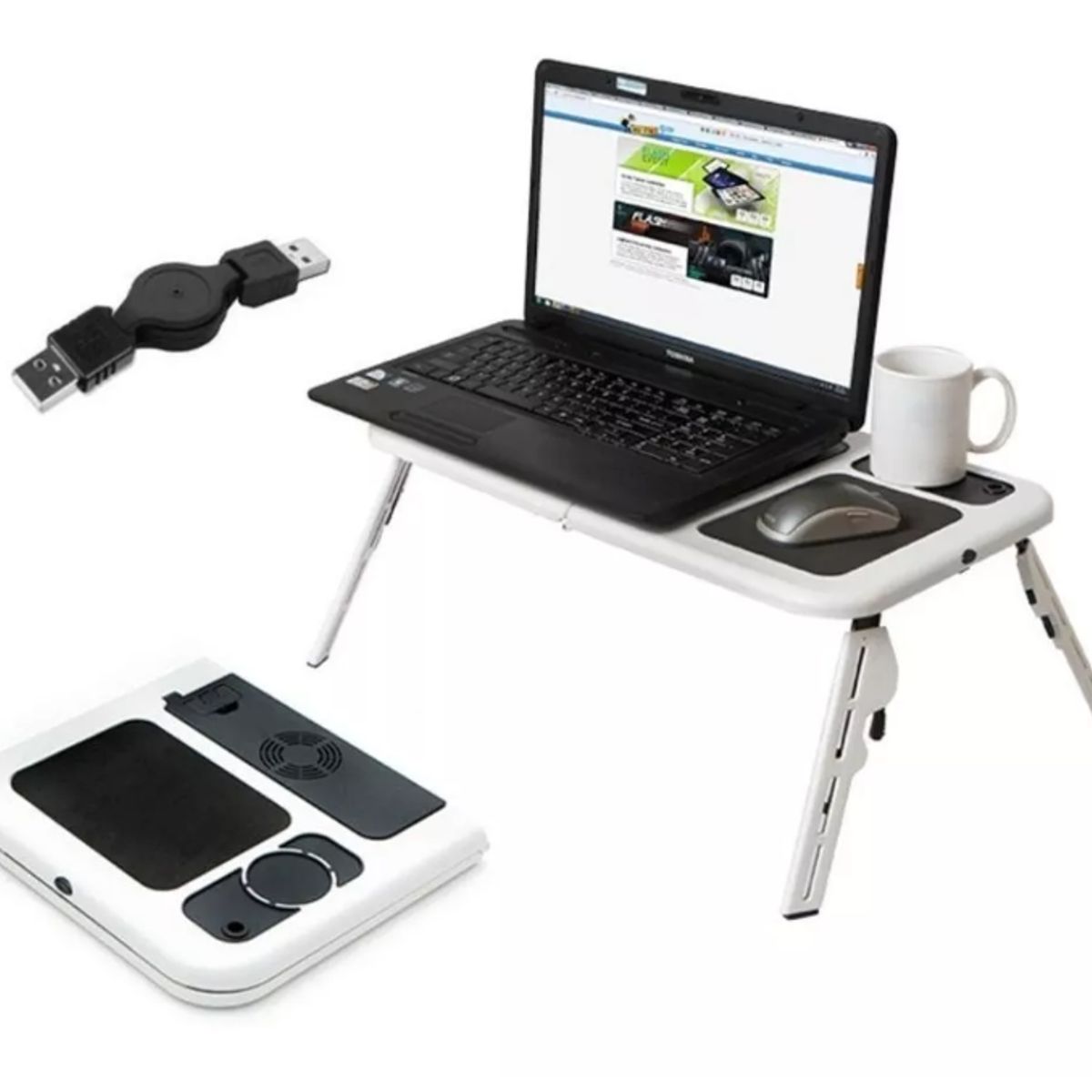 GENERICO - Mesa Notebook Laptop Portatil Ventilador Dual Mouse Pad