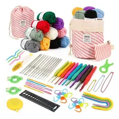 GENERICO - Set De Crochet Con Bolsito Lanas Y Accesorios Para Tejer