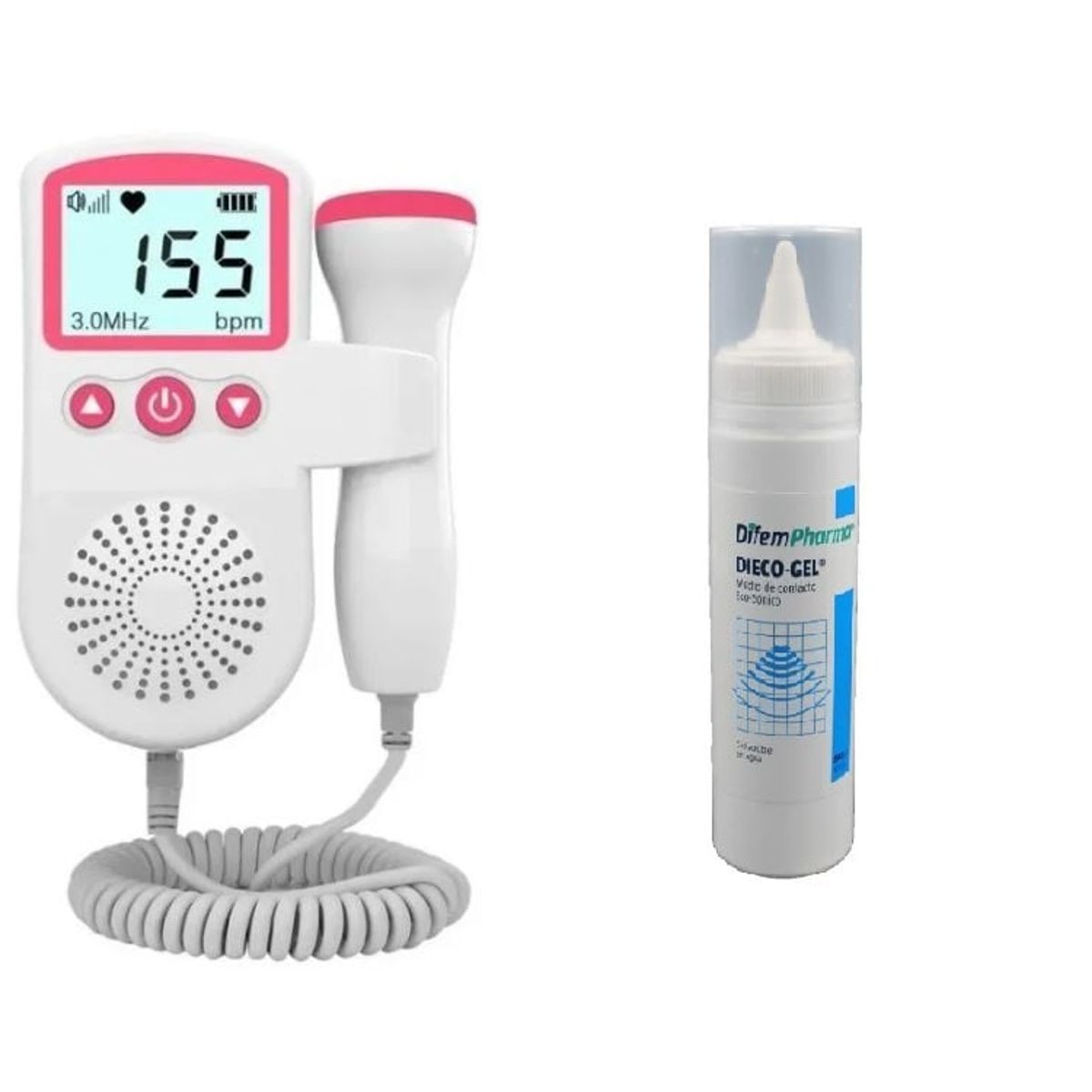 GENERICO - Monitor Utrasonico Doppler Rosado mas Dieco Gel incluido