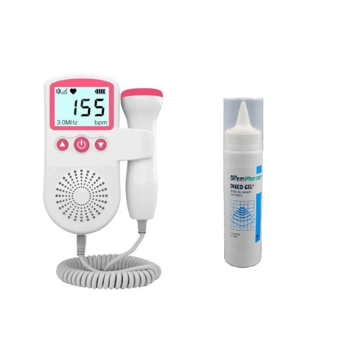 GENERICO - Monitor Utrasonico Doppler Rosado mas Dieco Gel incluido
