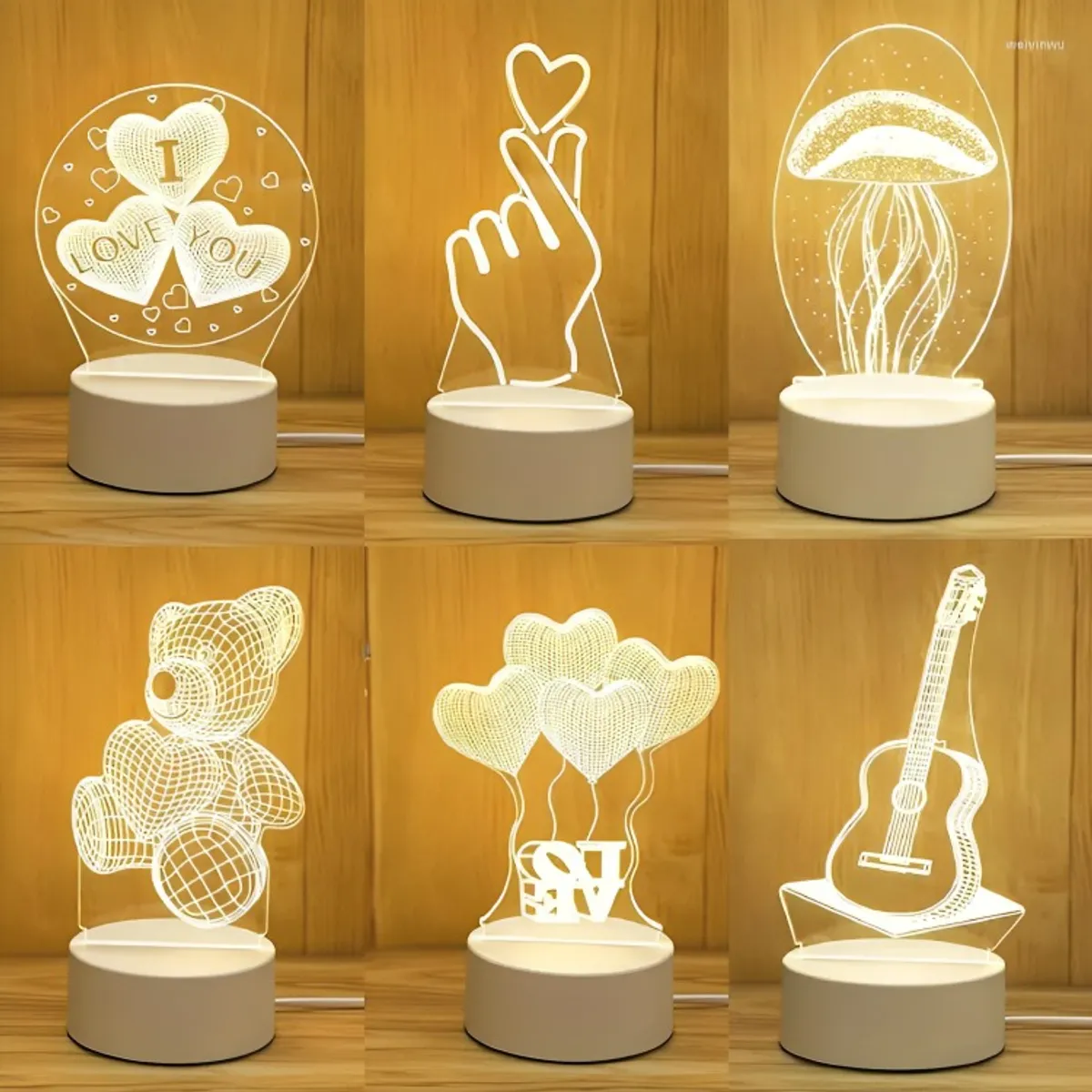 OEM - Lampara 3D USB Luz "I Love You"