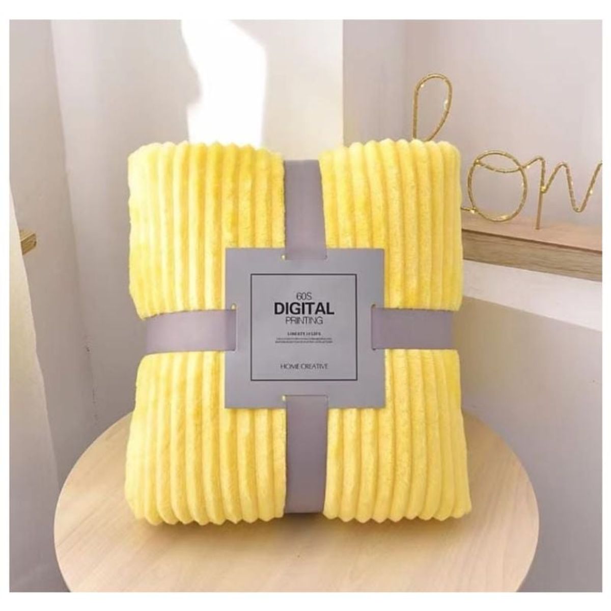 GENERICO - Frazada Térmica Relieve lineal Plaza y Media Aterciopelada Amarillo