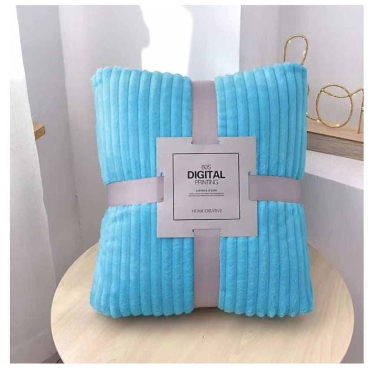 GENERICO - Frazada Térmica Relieve lineal Plaza y Media Aterciopelada Celeste