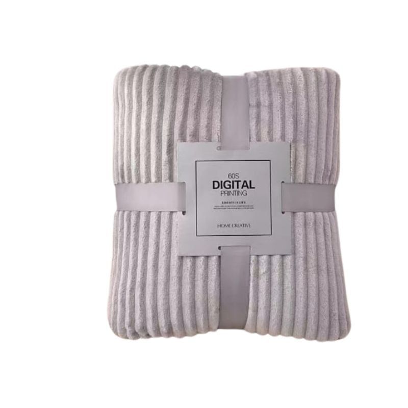 GENERICO - Frazada Térmica Relieve lineal Plaza y Media Aterciopelada Gris