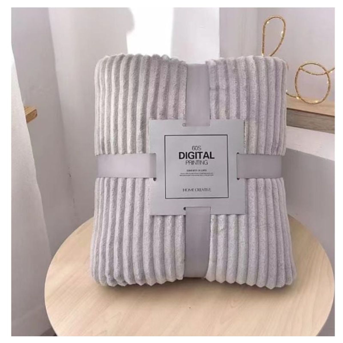 GENERICO - Frazada Térmica Relieve lineal Plaza y Media Aterciopelada Gris