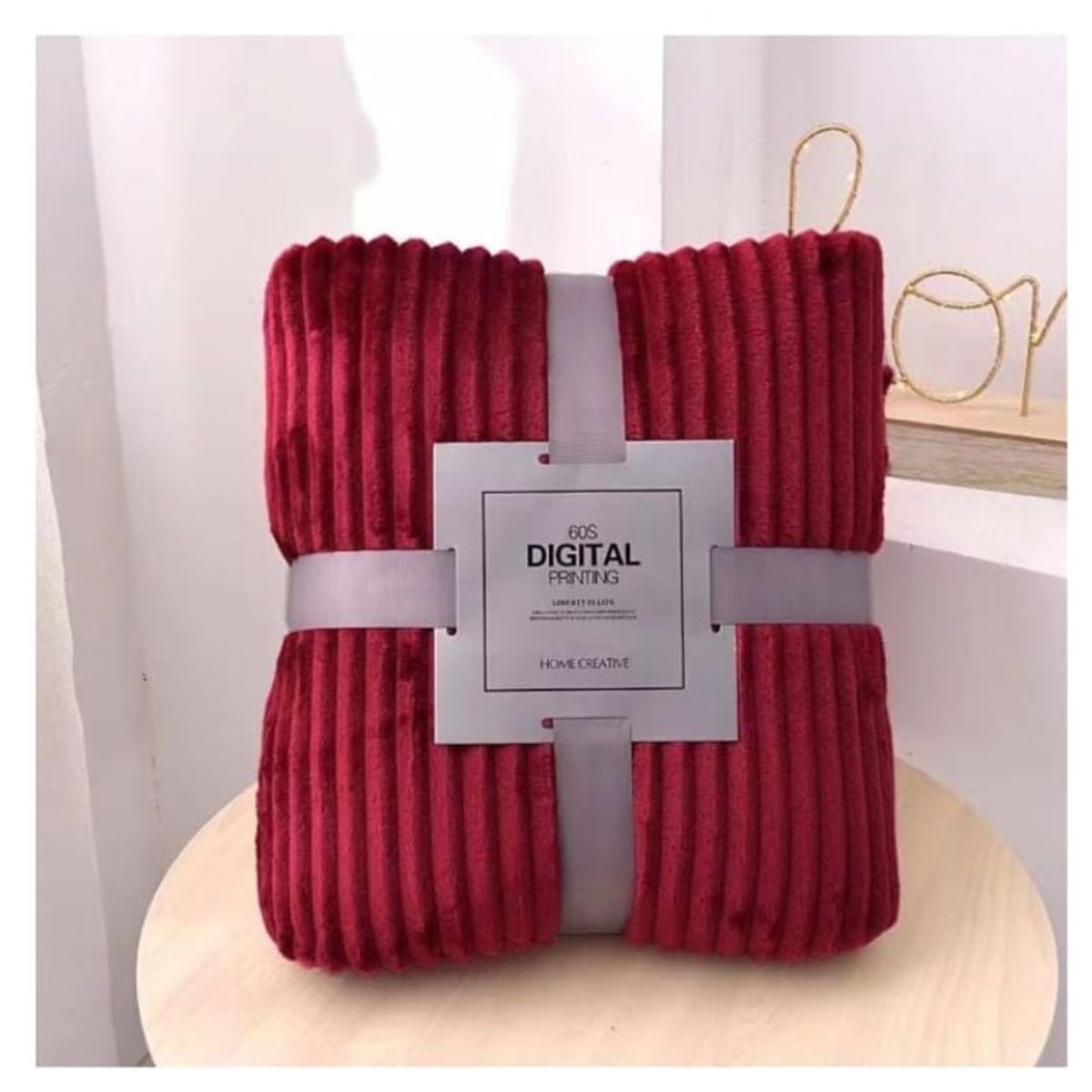 GENERICO - Frazada Térmica Relieve lineal Plaza y Media Aterciopelada Rojo