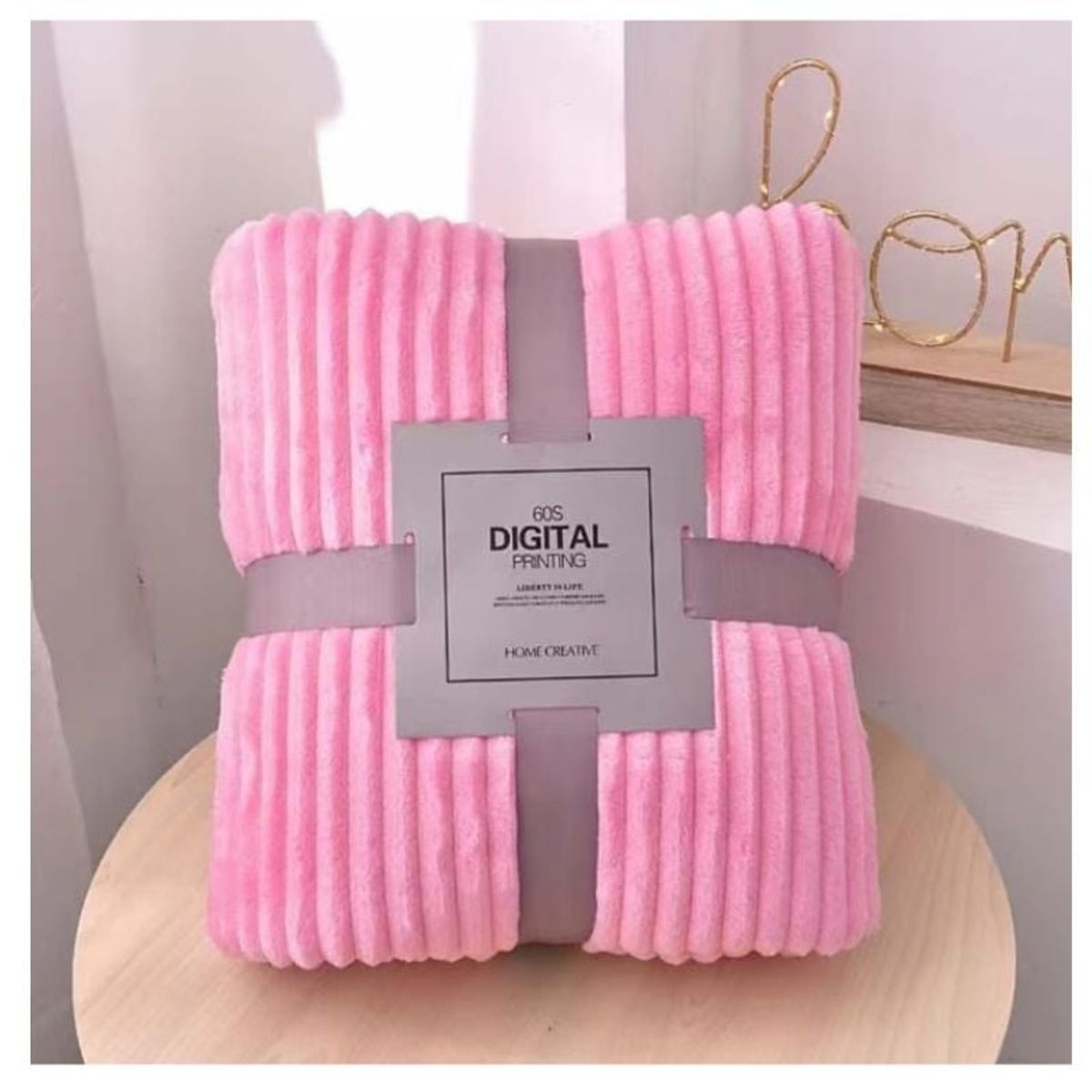 GENERICO - Frazada Térmica Relieve lineal Plaza y Media Aterciopelada Rosa