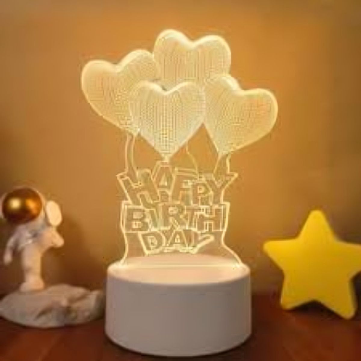 OEM - Lampara 3D USB Luz Globos de Cumpleaños