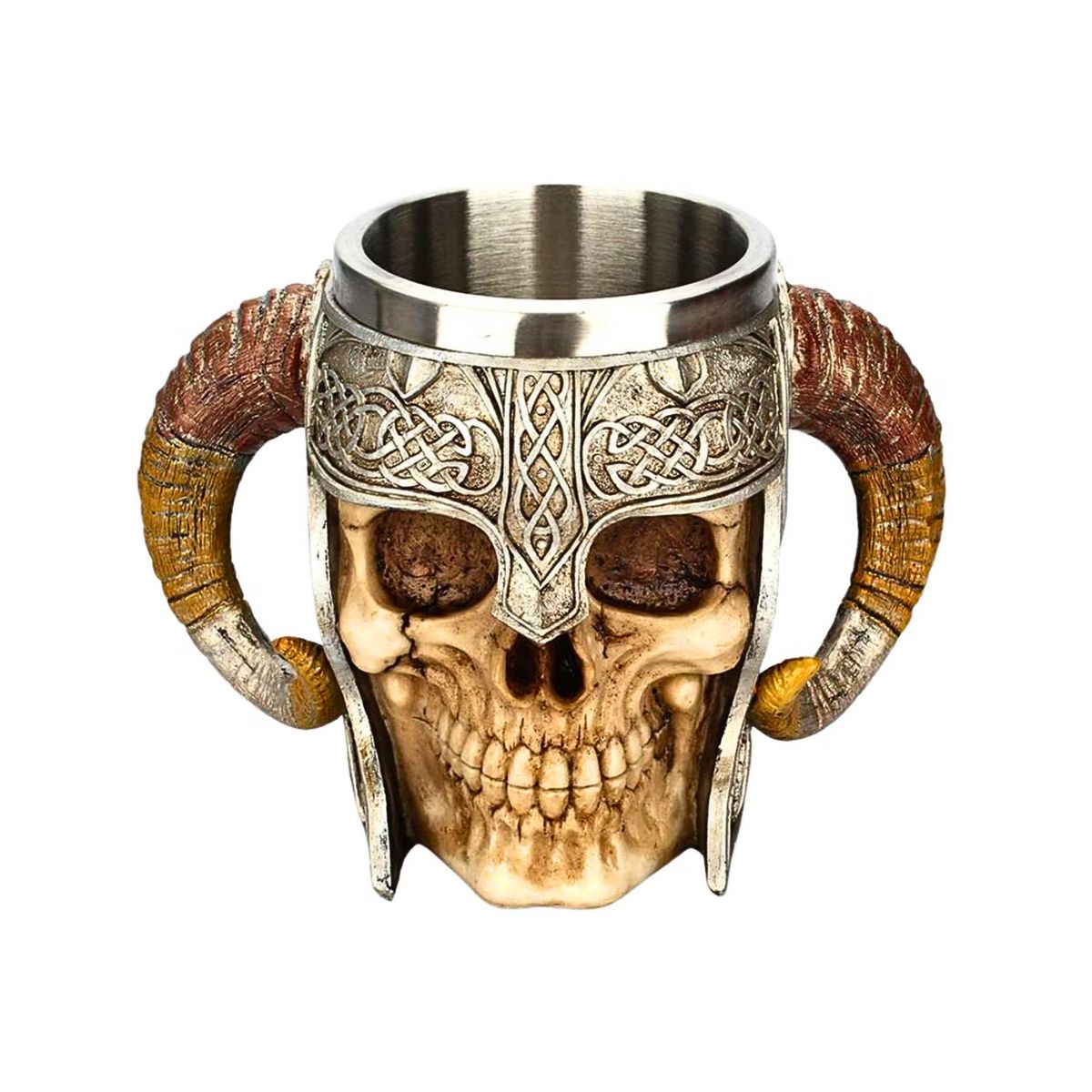 GENERICO - Taza Cervecera De Calavera Vikinga Diseño Doble Asa Regalo