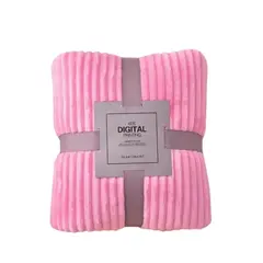 GENERICO - Frazada Térmica Relieve lineal King Aterciopelada Rosa