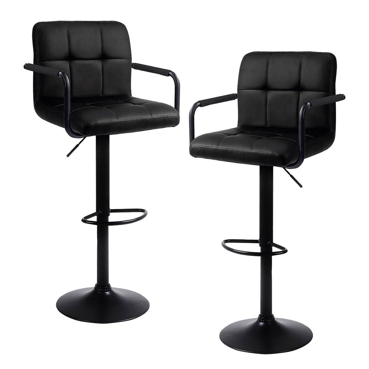 HOMELY - Pack x2 Sillas De Bar Piso Taburete Homely Comfort 61-81CM Negro