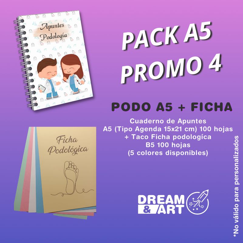 GENERICO - CUADERNO DE APUNTES PODOLOGÍA A5 + FICHA PODOLOGICA 100 HOJAS
