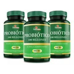 FUENTEVITAL - Probiótico 100 Billones Digestivo, 3 Frascos, 180 Cápsulas