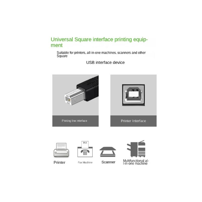 GENERICO - Cable Usb 2.0 Para Impresora Y Scanner A-b 1.5 M