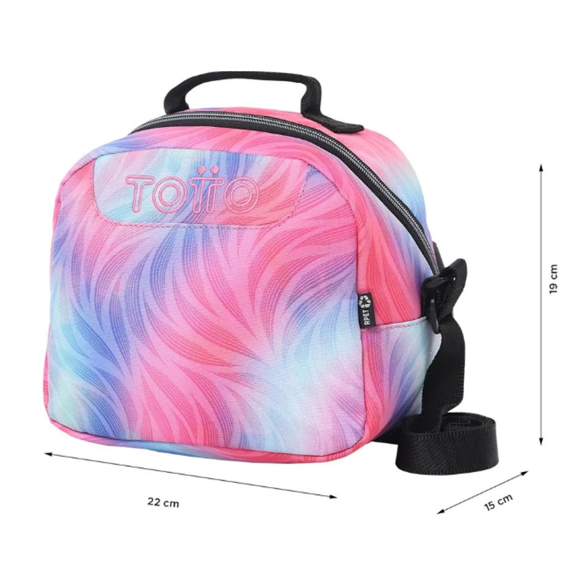 TOTTO - Lonchera Escolar Borrador Glitter Rpet Rosado Niña Totto