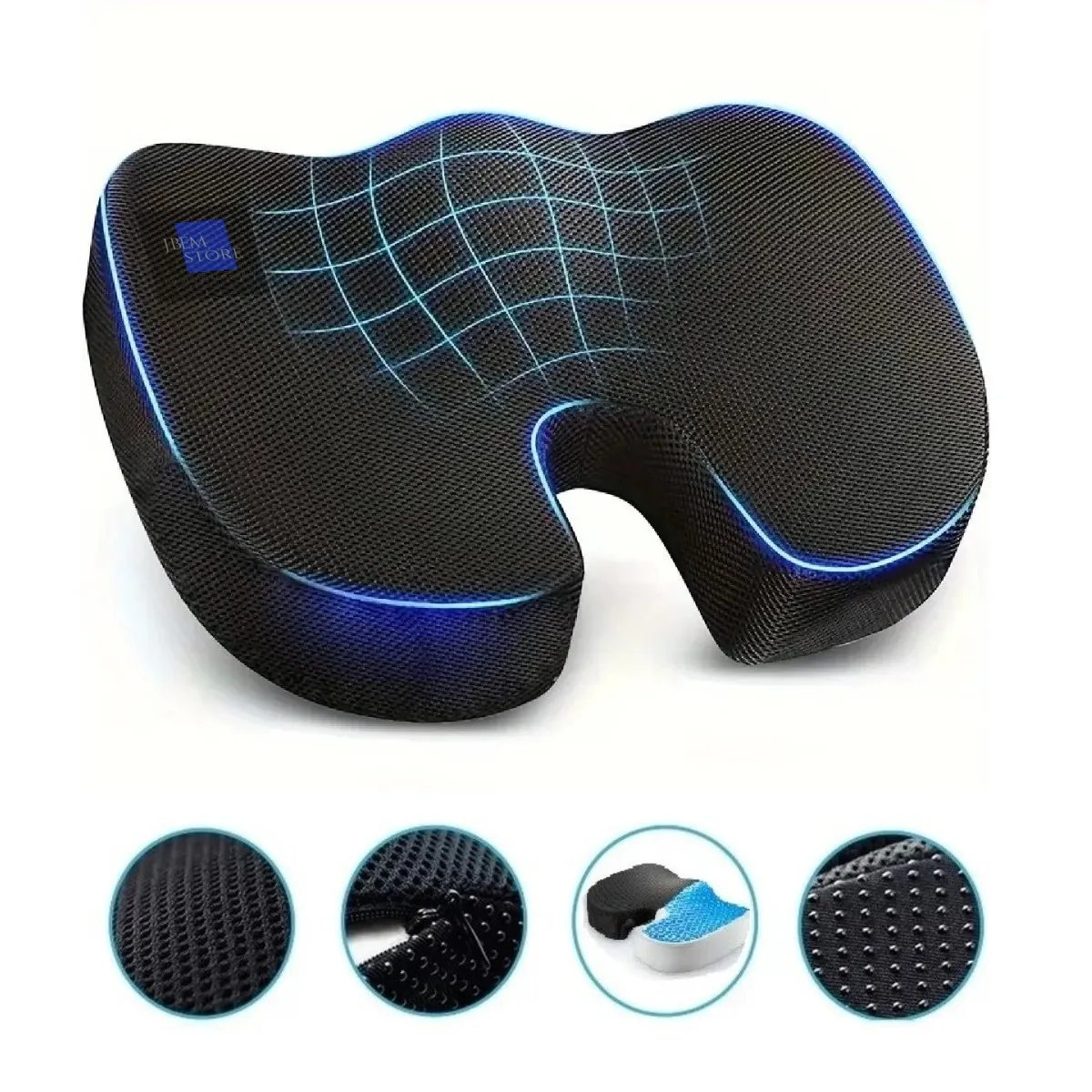ELECTROMOVIL - Cojín Coxis Ortopédico Ergonómico PREMIUM Memory Foam Alta Densidad