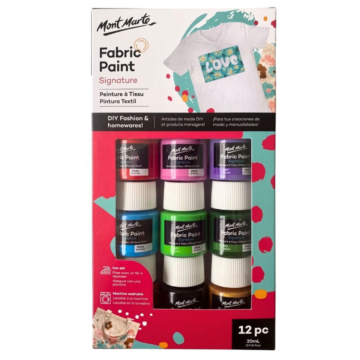 MONT MARTE - Set 12 pinturas de tela 20 ml Mont Marte