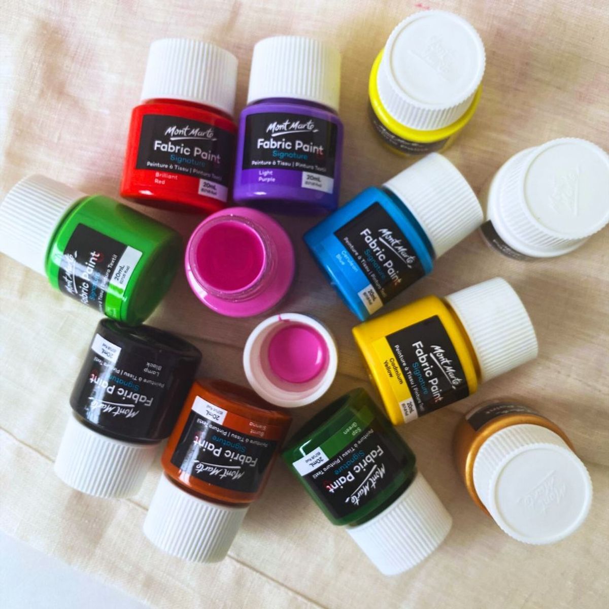 MONT MARTE - Set 12 pinturas de tela 20 ml Mont Marte