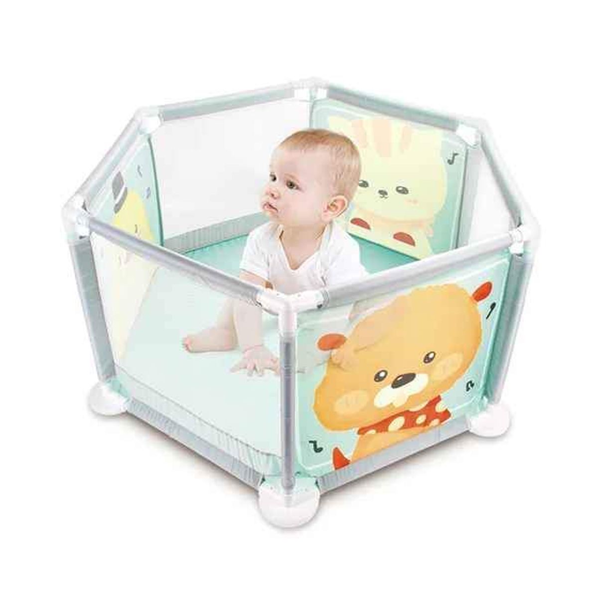 SISU KIDS - Corral De Seguridad Para Bebe Hexagonal
