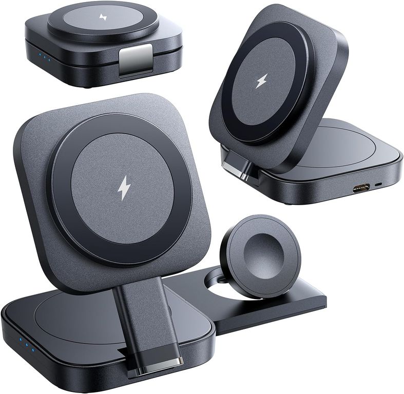 Cargador Para iPhone AirPods Watch 3 En 1 Inalambrico Viaje