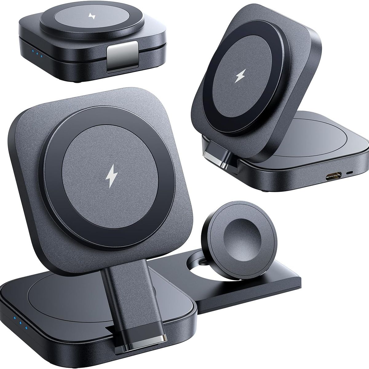 GENERICO - Cargador Para iPhone AirPods Watch 3 En 1 Inalambrico Viaje