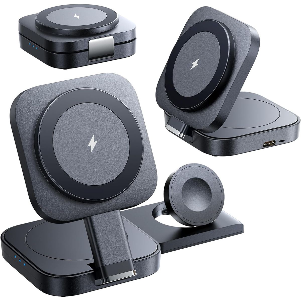 GENERICO - Cargador Para iPhone AirPods Watch 3 En 1 Inalambrico Viaje